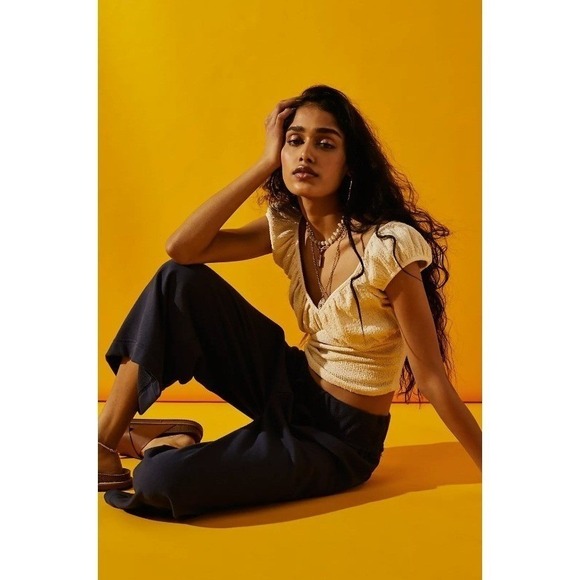 NEW Free People Beach Essential Gaucho Womens Pants Celestial Indigo Navy Medium - Picture 4 of 6